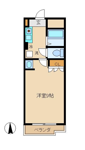 ラ・セゾン藤沼(1K/2階)の間取り写真