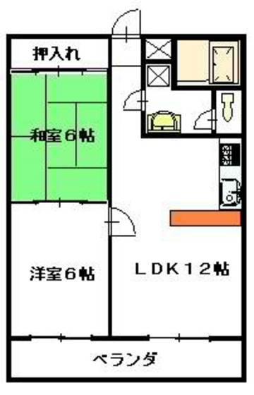 コーポ代(2LDK/2階)の間取り写真