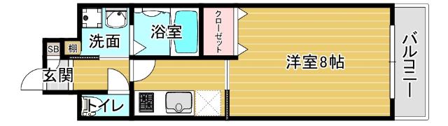 OAK弥栄(1K/2階)の間取り写真