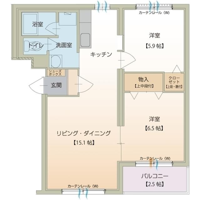 アンソレイユ(2LDK/2階)の間取り写真