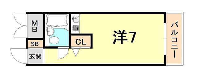 サニーヒル六甲(ワンルーム/2階)の間取り写真