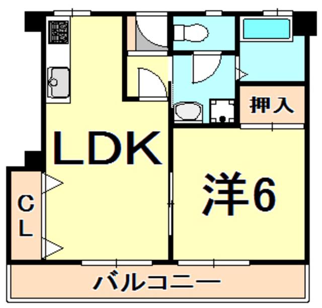 パラツィーナ二見(1LDK/4階)の間取り写真