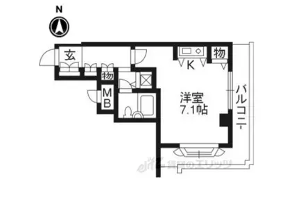 スカイノブレ京都四条大宮(ワンルーム/7階)の間取り写真