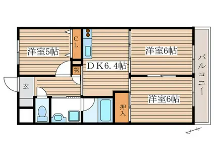 アビリティⅡ弥生(3DK/3階)の間取り写真
