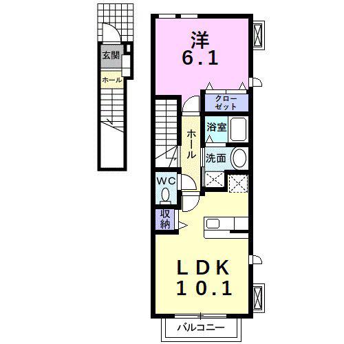 ソレアード(1LDK/2階)の間取り写真