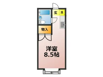 クレストコートB棟(1K/2階)の間取り写真