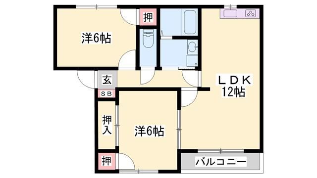 パストラル田寺東 A棟(2LDK/2階)の間取り写真