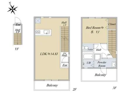 PLUMAS東武練馬(1LDK/1階)の間取り写真