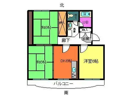 弥生ハイツ(3DK/3階)の間取り写真