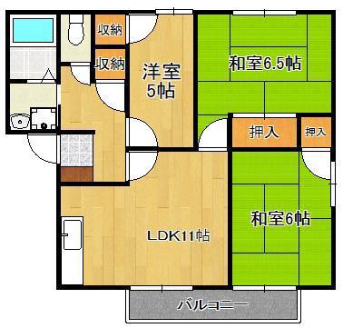 サラダ村C棟(3LDK/2階)の間取り写真