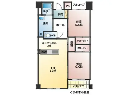 鳥生レジデンスI(2LDK/3階)の間取り写真