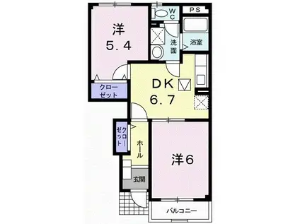ファーストヒストリーA(2DK/1階)の間取り写真