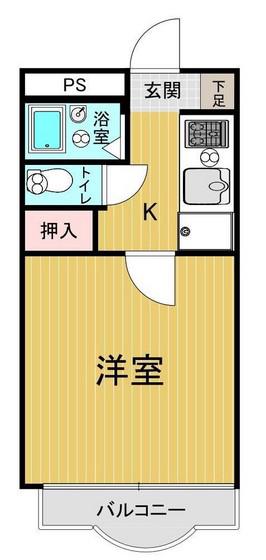セントリヴィエール南方(1K/1階)の間取り写真