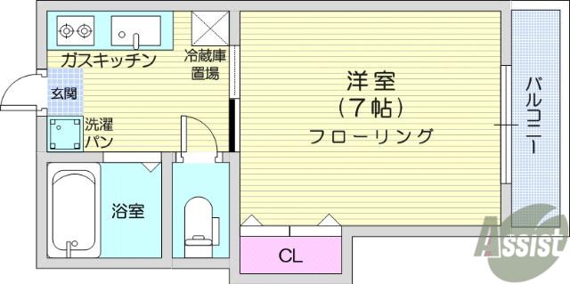 アーバンハイツ神明(1K/2階)の間取り写真