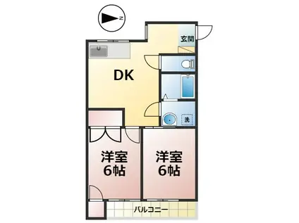 カーサ尾頭橋(2DK/3階)の間取り写真