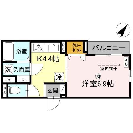 RIPOSO東加古川 I(1K/2階)の間取り写真