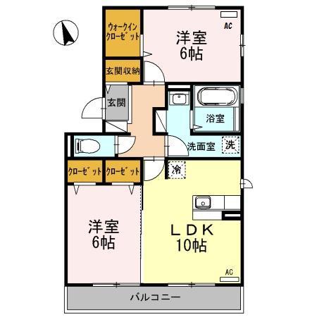 サンガーデニアB棟(2LDK/3階)の間取り写真