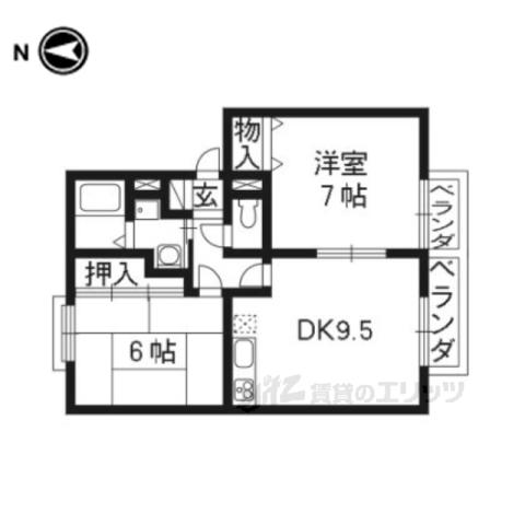 ハイツやすらい(2DK/2階)の間取り写真