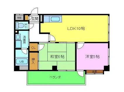ゲマインシャフト(2LDK/5階)の間取り写真