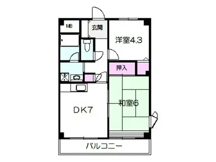 伊東マンション(2DK/3階)の間取り写真