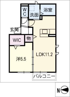 リュミエール引山(1LDK/2階)の間取り写真