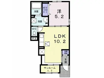 フェリクス(1LDK/1階)の間取り写真