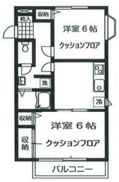 ハイネス石川(2DK/1階)の間取り写真