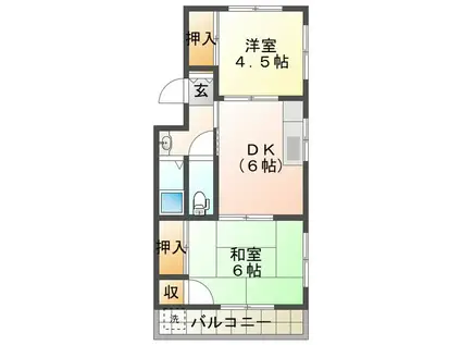 ヤマハハイツ白子III(2DK/3階)の間取り写真