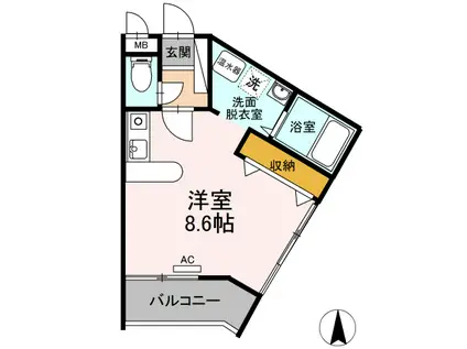 ロッヂングス・オーク(ワンルーム/3階)の間取り写真