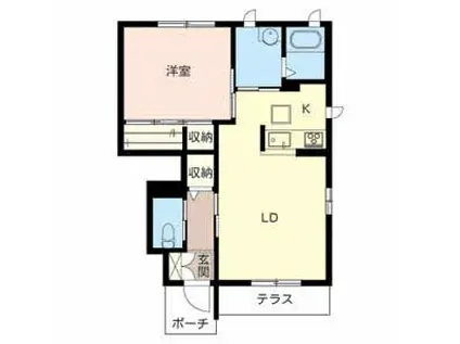 リラフォートC(1LDK/1階)の間取り写真