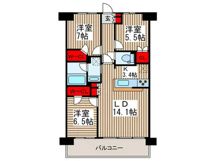 エスティメゾン豊洲レジデンス(3LDK/5階)の間取り写真