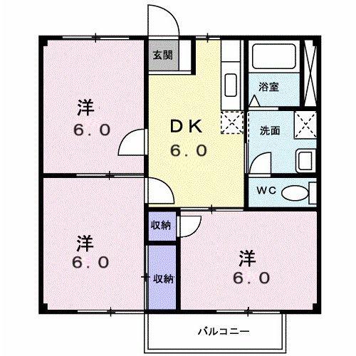 コーポフローラ(3DK/1階)の間取り写真