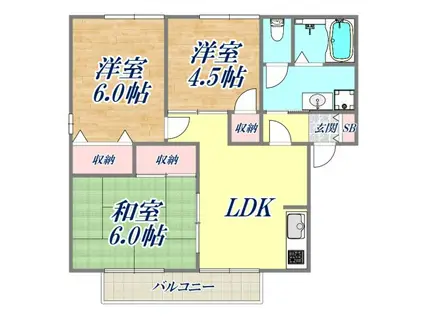 クララハイム松浜(3DK/1階)の間取り写真