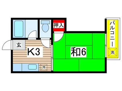 プラザイシバシB棟(1K/1階)の間取り写真