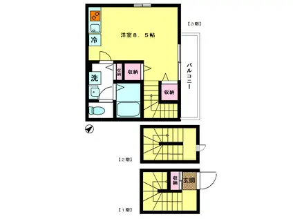 グランディール中目黒(ワンルーム/3階)の間取り写真