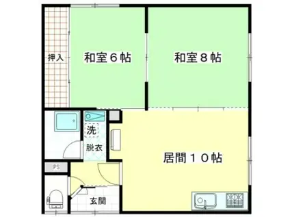 三好マンション(2LDK/1階)の間取り写真