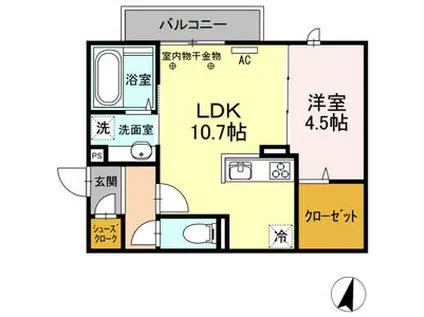 豊橋鉄道東田本線 運動公園前駅(愛知) 徒歩22分 3階建 築8年(1LDK/2階)の間取り写真
