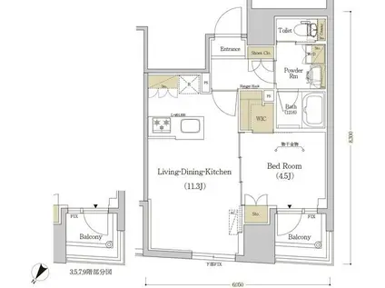 アーバネックス日本橋水天宮(1LDK/10階)の間取り写真