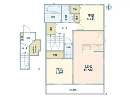 SAKURA HILLS A棟(2LDK/2階)の間取り写真