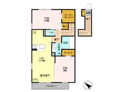 LA・LUCE KEYAKI(2LDK/2階)の間取り写真