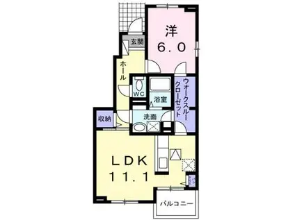 エトワールA(1LDK/1階)の間取り写真