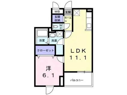 フレンドシップいこのべII(1LDK/2階)の間取り写真