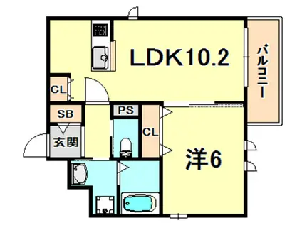 ハイフィールド(1LDK/4階)の間取り写真