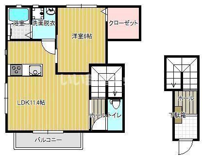 スカイガーデン原田6号地(1LDK/2階)の間取り写真