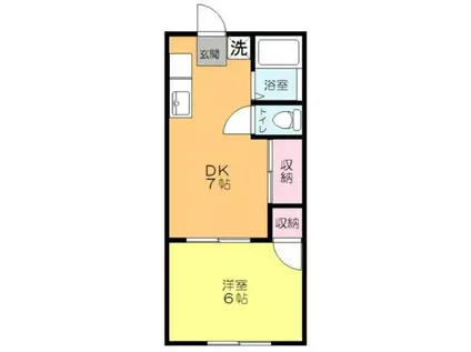 サンライズアパートメントA棟(1DK/1階)の間取り写真