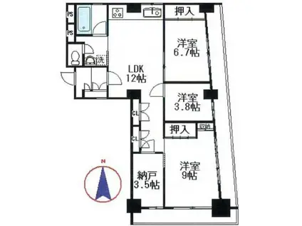 五宝堂ビル(3SLDK/6階)の間取り写真