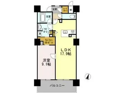 ロイヤルパークスERささしま サウス(1LDK/6階)の間取り写真