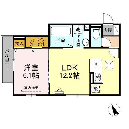 フェリーチェ舟入(1LDK/1階)の間取り写真