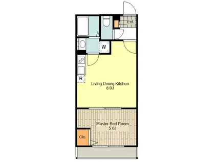 カルチェブラン御殿山(1LDK/2階)の間取り写真