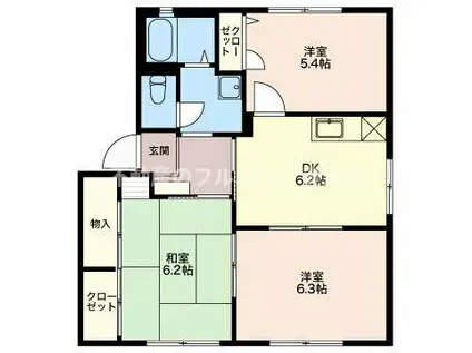 ルミエール一宮(3DK/1階)の間取り写真